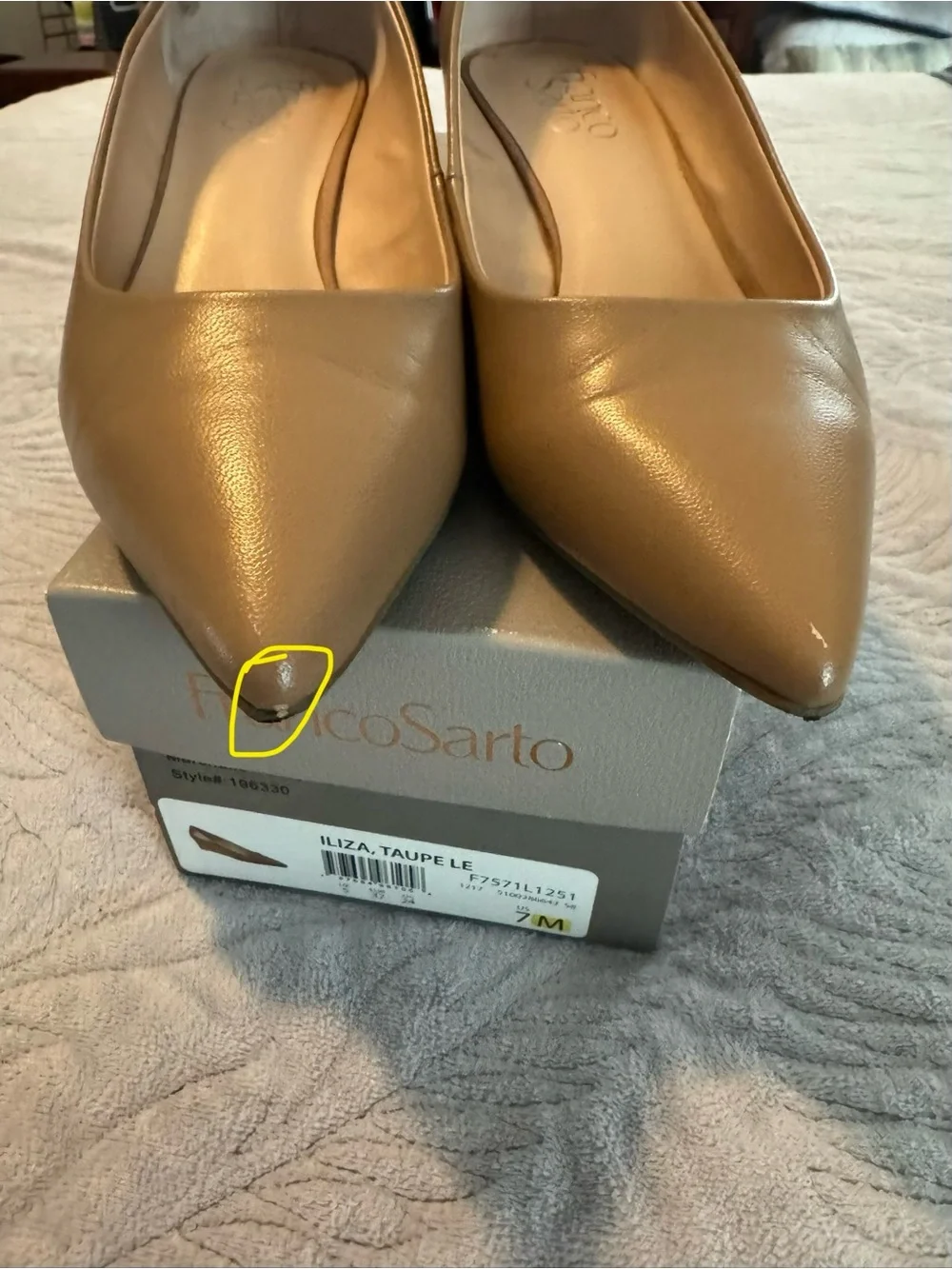 Franco Sarto Tan/Taupe Pointed Toe Wedge